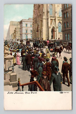 Postcard Crowds of People on Fifth Avenue New York City, 1909 Antique C13 picture