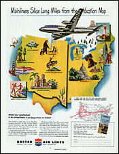 1949 United Airlines Mainliners USA Vacationland Map retro art print ad adL67 picture
