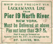c1880s Lackawanna Line Pier 19 Transportation RR Luggage Baggage Ad Label 5437 picture