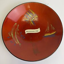 Vtg Lacquer Bowl Souvenir Birchwood Wis Native American Indian Fish Deer 8” picture