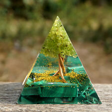 Handmade Tree of Life Orgone Pyramid 50mm Peridot Malachite Energy Healing picture