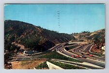 Hollywood CA-California, Aerial Hollywood Freeway, Vintage c1958 Postcard picture