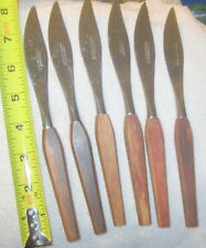 6  knives Vintage national Cutlery stainless steel Japan Teak wood  flatware,lot picture