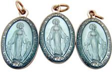 MRT Lot Of  3 Blue Enamel Metal Miraculous Mary Medal Pendant Charm 7/8