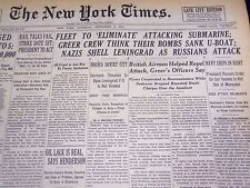 1941 SEPT 6 NEW YORK TIMES - NAZIS SHELL LENINGRAD AS RUSSIANS ATTACK - NT 1365 picture