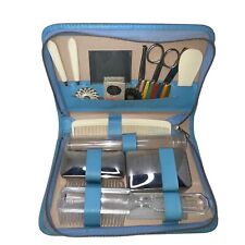 VINTAGE GRANTS GERMAN TRAVEL GROOMING KIT BLUE GROUND LEATHER ZIP Complete picture
