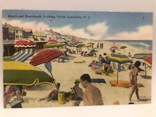 Postcard Lavallette New Jersey Beach and Boardwalk Looking North Linen 1957 picture