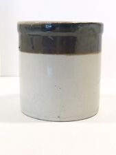 Vintage  Stoneware Two Tone Crock 6” By 5 1/2” Brown And Cream  picture