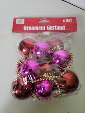 6 Feet Of Deadstock Ornament Garland Christmas House NOS NIP picture