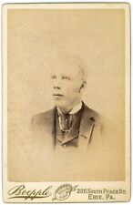 CIRCA 1890'S Incredibly Rare CABINET CARD African American Albino Man Erie, OH picture