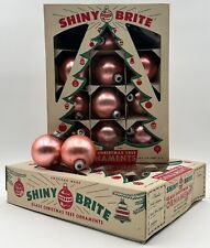 Vtg Shiny Brite Pink Glass Christmas Tree 2 1/2 Inch Ornaments 22 Balls 2 Boxes picture