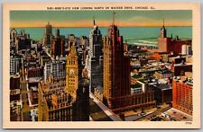 Chicago Illinois 1940s Postcard Birdseye View Looking North On Wacker Drive picture