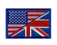 USA UK FLAG EMBROIDERED MILITARY 3 INCH HOOK PATCH (MTE1) picture