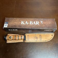 KaBar 1217 Fighting/Utility Knife USMC Leather Sheath Straight Edge w/ Box picture