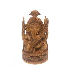 Beautiful Handcrafted Wooden Lord Ganesh / Ganesha With Pagdi Statue From India  picture
