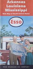 Vintage 1953 ESSO Arkansas Louisiana Mississippi Gas Station Road Map picture