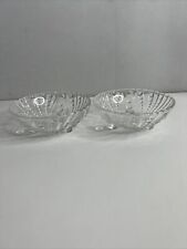 Vintage 2Clear Glass Footed Bowls Anchor Hocking Oyster Pearl Bubble 4.5” picture