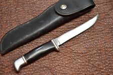 VINTAGE UPSIDE DOWN BUCK USA 1960's SLICK BLACK HUNTING FIXED BLADE KNIFE (15749 picture