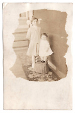 1910s RPPC Faye & Ruth Girls Front Porch Bowerston Ohio Photo Postcard VTG picture