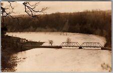 Postcard Iron Bridge on Grand River-Wm Martin House, Flood Madison, Ohio RPPC Fm picture