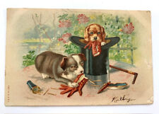  Vintage Postcard, Dogs with top hat and gloves, A&M B No. 284, Postmarked 1907 picture
