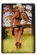 NEW Sexy Blonde Cowgirl Country Pin-up 8x12 Metal Sign Man Cave Home Wall Decor picture