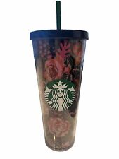 Rare Starbucks Ban.do Midnight Floral Cold Cup 24oz Tumbler With Lid And Straw picture