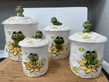 Vintage 1970’S Sears Roebuck NEIL The FROG 4 Piece Kitchen Canister Set Japan picture