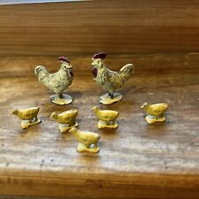 Vintage Miniature Lead Chicken, Rooster And Chicks picture