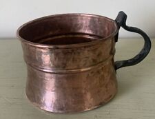 Primitive large old hand-hammered dove tail seams copper tankard cup Farmhouse picture