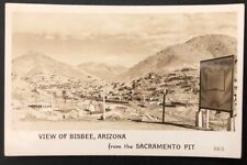Rppc Bisbee AZ From Sacramento Pit Overview Arizona Mining Vintage Postcard T34 picture