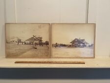 2 Antique Photo Cabinet Cards Northern Pacific Railroad Depot Helena Montana 7x9 picture