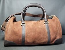 Marlboro 03 Guts Grit Gear Brown Suede Leather Duffle Bag Travel  Vtg Weekend picture