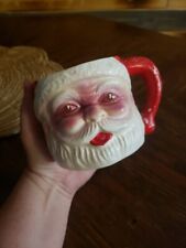 Vintage Santa Face Mug Santa Handled Cup Made in Japan 1950s-BOTH EYES OPEN-RARE picture