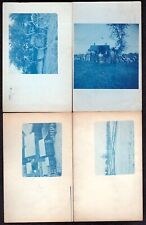 (4) Rural Farm Scene Cyanotype RPPC Postcards - Postmarked from Somerville MA picture