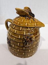 Vintage Beehive Honey Jar Or Pot Pour Pitcher w/3D Bee Lid Japan EUC picture