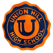 Vtg Union Hill High School Felt Patch Badge Union City NJ New Jersey Orange Blue picture