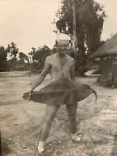 WW2 US NAVY SAILOR PTO NAKED WITH GIANT LEAF,GAY INTEREST SNAPSHOT,LOOK picture