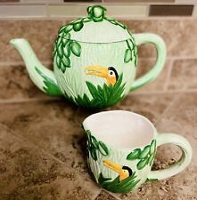 Seymour Mann Toucan Hand-painted Teapot + Creamer Cup Vintage Set picture