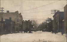 Portland Michigan MI Main Street in Winter c1910 Real Photo Postcard picture