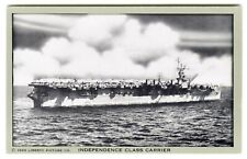 INDEPENDENCE CLASS AIRCRAFT CARRIER WWII NAVY SHIP~ORIGINAL 1945 UNUSED POSTCARD picture