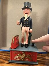 Vintage Uncle Sam Piggy Bank With Functional Mechanical Arm picture