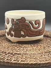 Circa 1960’s Los Castillo Ceramic Footed Aztec Tribal Bowl Taxco Rare Find picture
