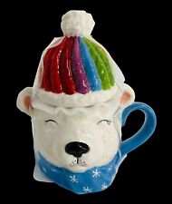 Blue Sky Clayworks Goldminc Polar Bear Mug w/Lid CUP 16oz 2023 Holiday Collect picture