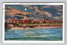 Daytona FL-Florida, Arch and Boardwalk, Antique Souvenir Vintage c1937 Postcard picture