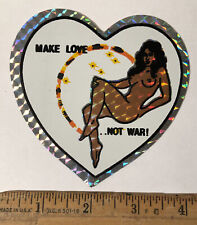 Vintage 1970s Make Love Not War Nude Prism Decal Sticker Prismatic picture