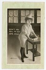 Antique Postcard Won't You Roll Me Out Some Dough Woman Baking Unposted 1911 picture