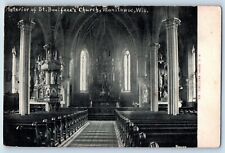 Manitowoc Wisconsin WI Postcard Interior St Bonifacio Church 1910 Antique Posted picture