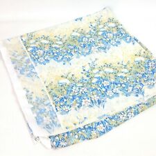 1.5 Yards Vintage Rosewood Fabrics 70's Field of Flowers Prarie Blue Beige White picture