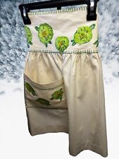 vintage 1950’s handmade embroidered turtles apron with matching potholder picture